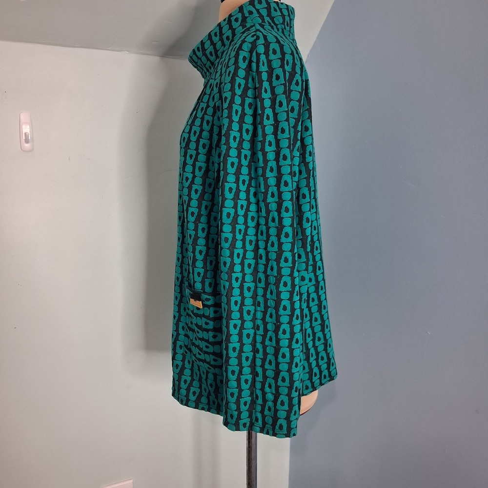 Habitat Clothes To Live In Teal Black  Funnel Neck Tunic Top Lagenlook SZ L - Picture 2 of 12